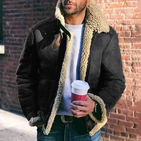 Men's jacket faux leather velvet